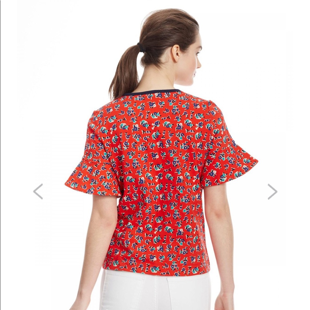 NEW • Draper James • Georgia Floral Ruffle Tee Red - Picture 3 of 8